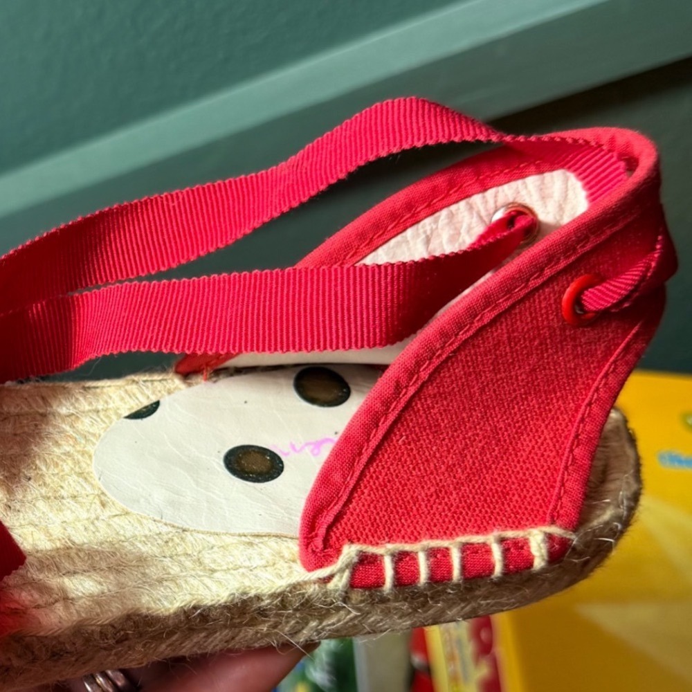 Boden Red White Striped Ribbon Tie Espadrille Sandals Spain Sz 39 Womens 8.5 - Picture 11 of 12